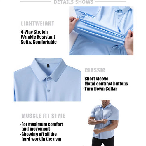 Camisa Slim Fit Elástica Hombre Manga Corta | FASIO