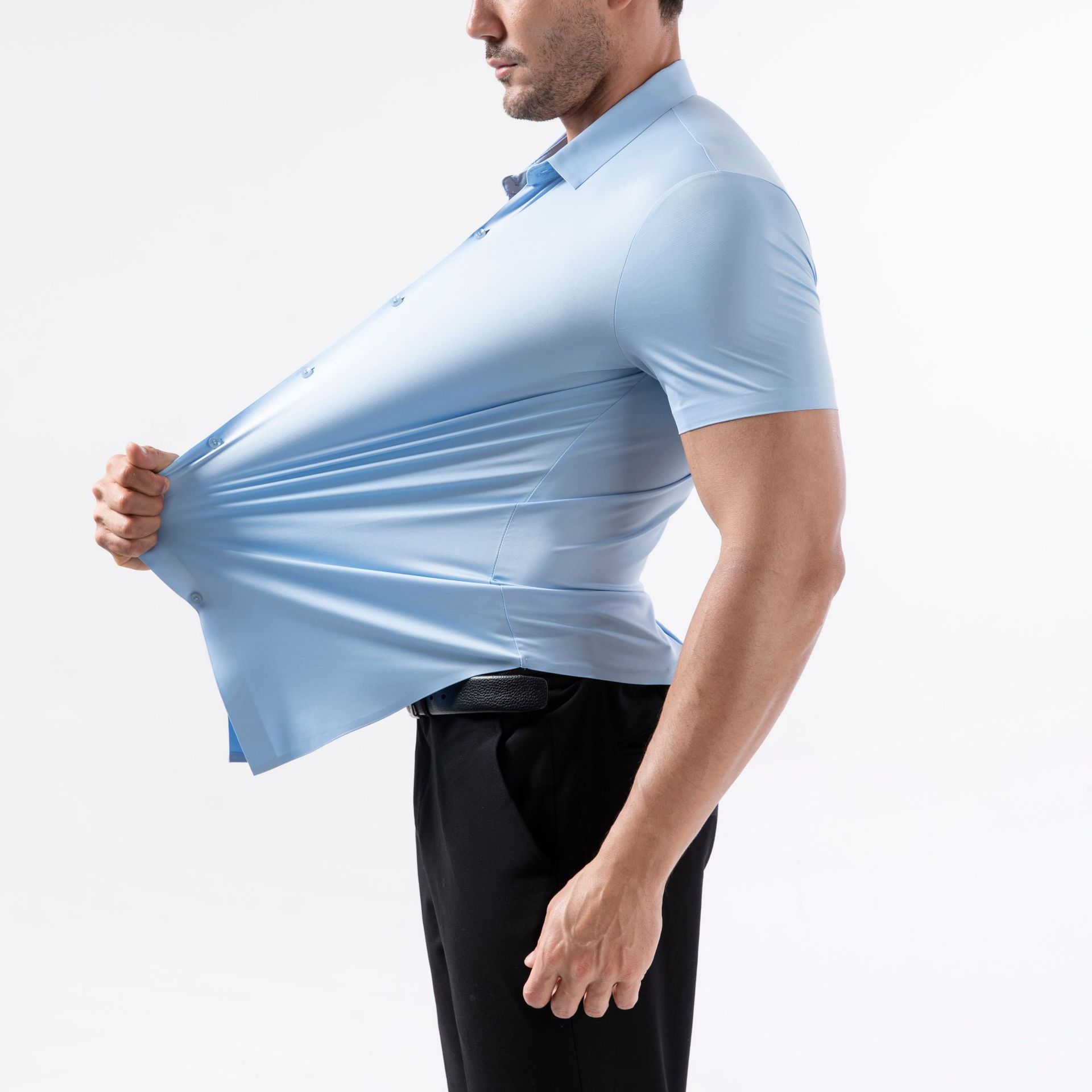 Camisa Slim Fit Elástica Hombre Manga Corta | FASIO